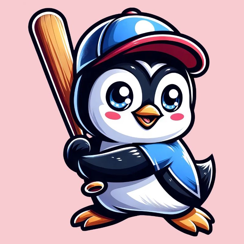 Cute Penguin Baseball Player Comic