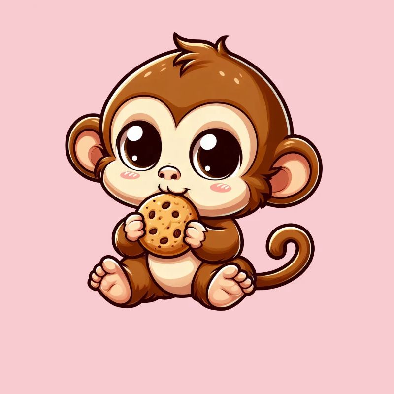 Monkey chimpanzee snacks on cookies