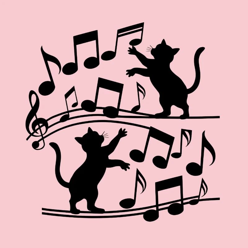 Black cats pattern playing with musical note