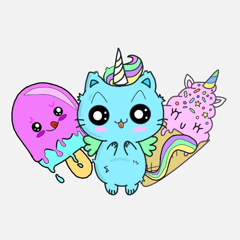 licorne chat popsicles crème glacée molle