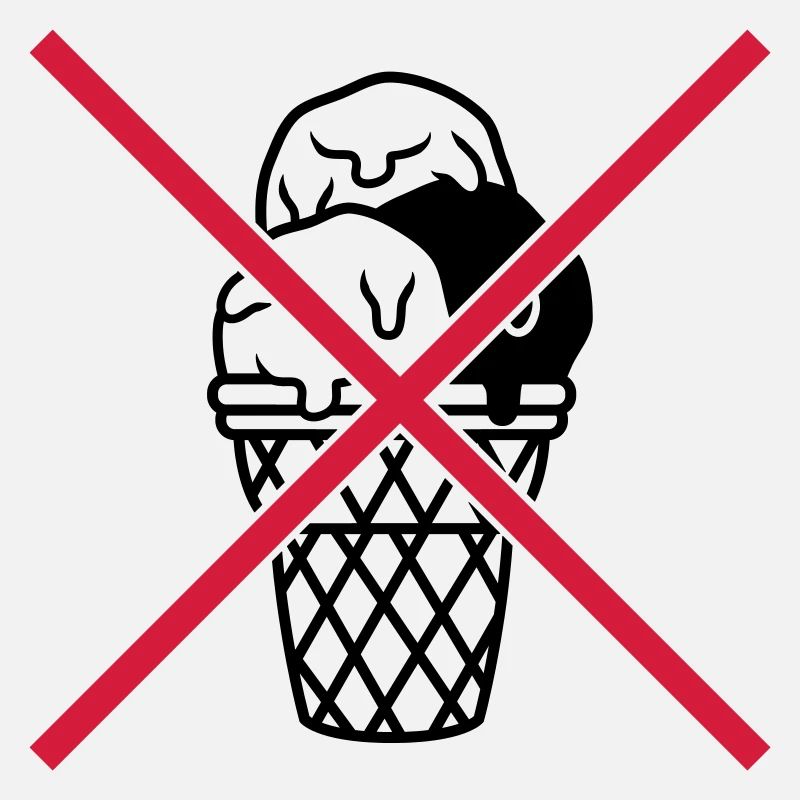 Schild keine Eiskugeln Waffel
