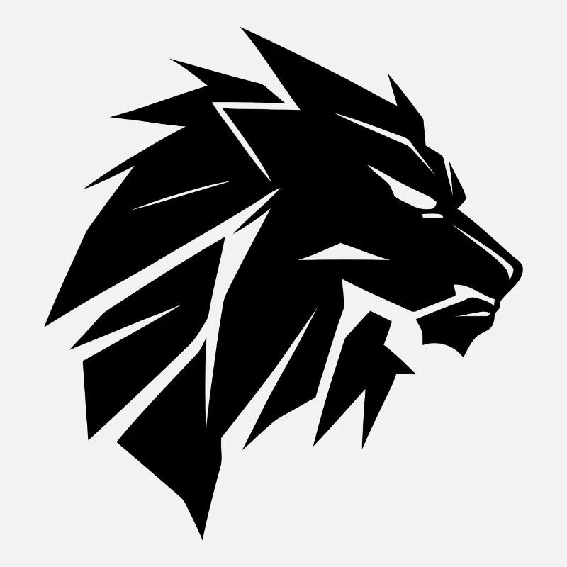 Stylish lion's head with mane