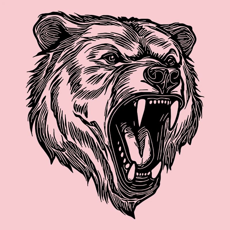 Wild evil bear head with sharp teeth