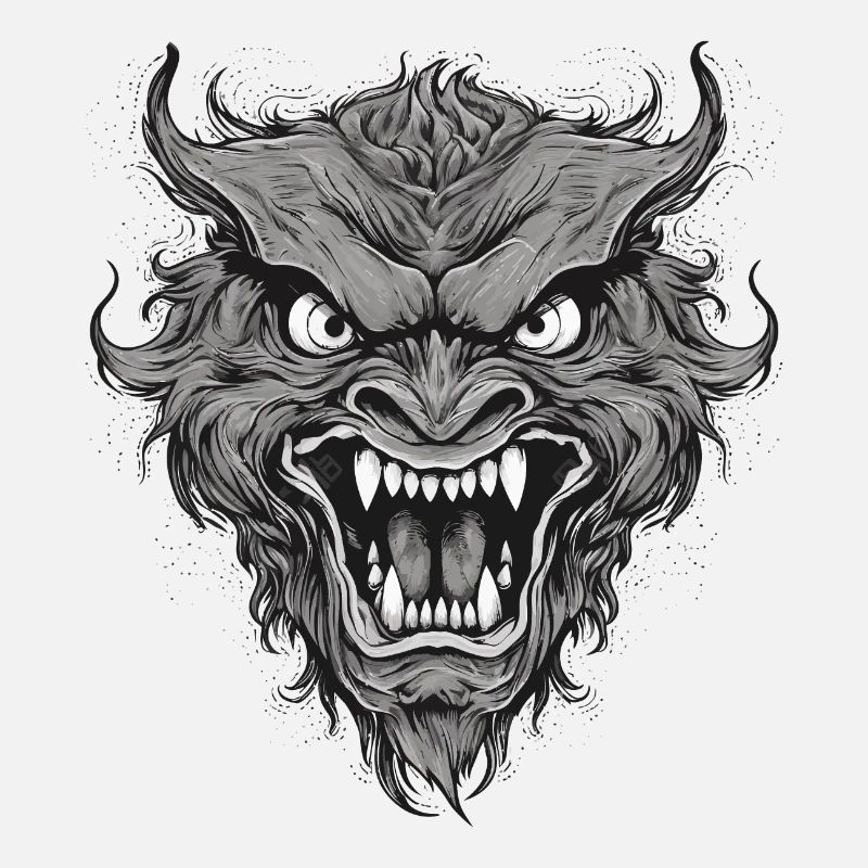 Wild werewolf with nasty teeth, sharp teeth
