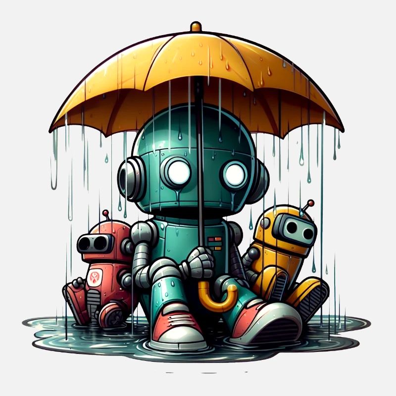 Three Robots Rain Umbrella