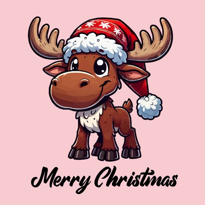 Deer Comic Christmas Moose