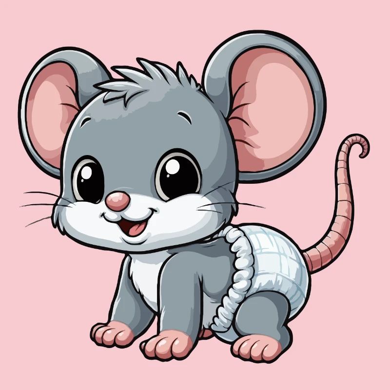 Baby mouse with diaper