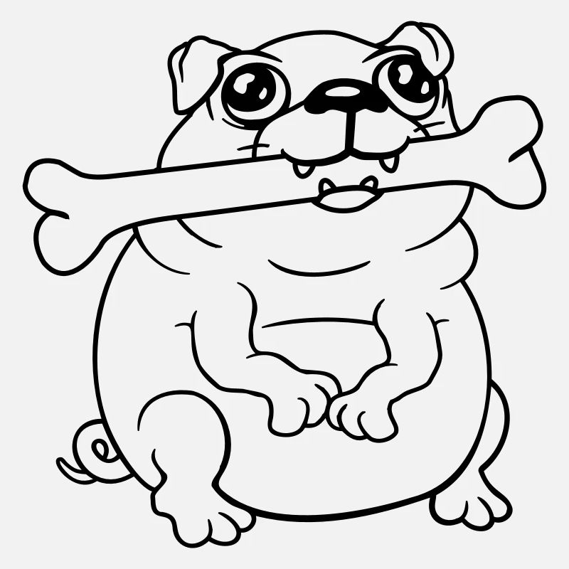 Mops Hund Knochen Maul HungerLecker Glücklich Cool
