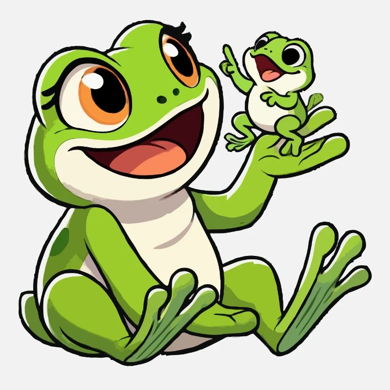 Froschmutter mit herumtollendem Kind