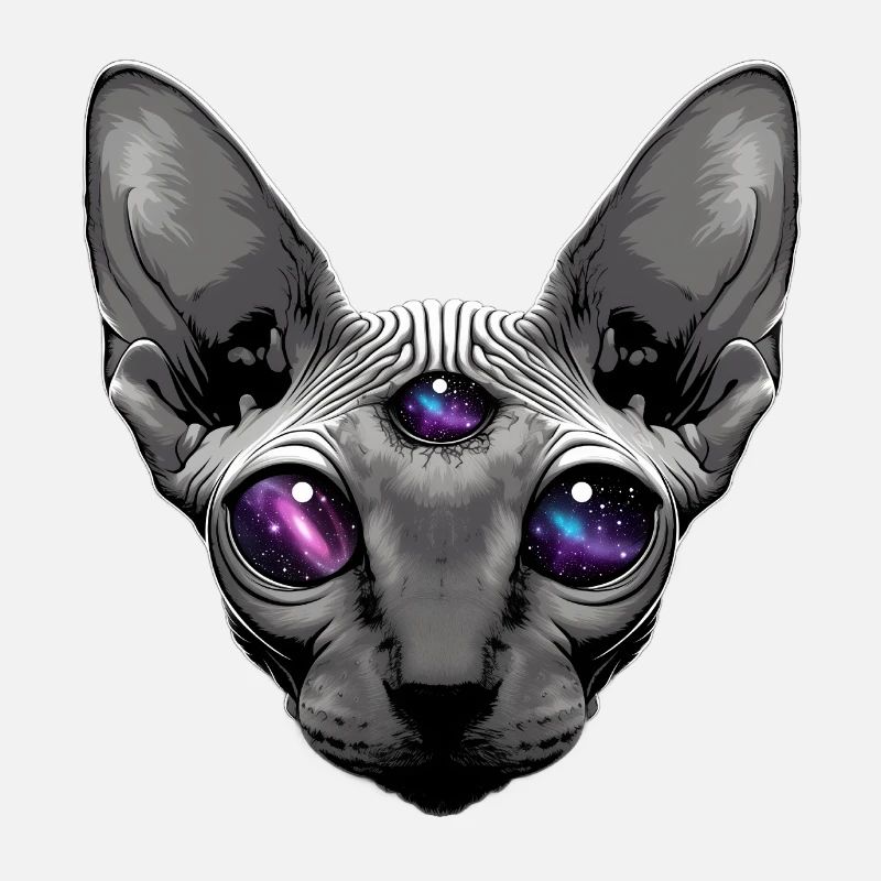 a sphinx cat with big deep black eyes