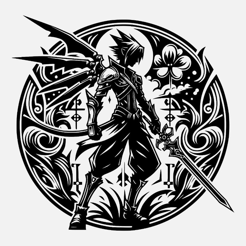 Cool Fantasy Fighter avec épée et ailes