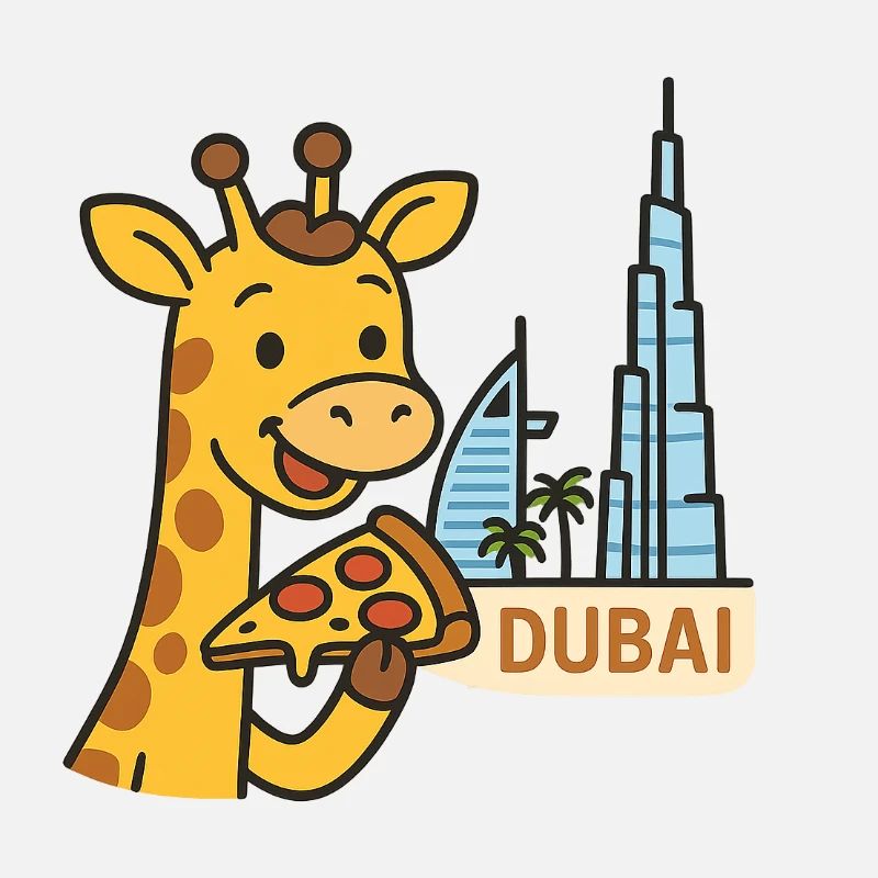 Dubai Giraffe mit Pizza