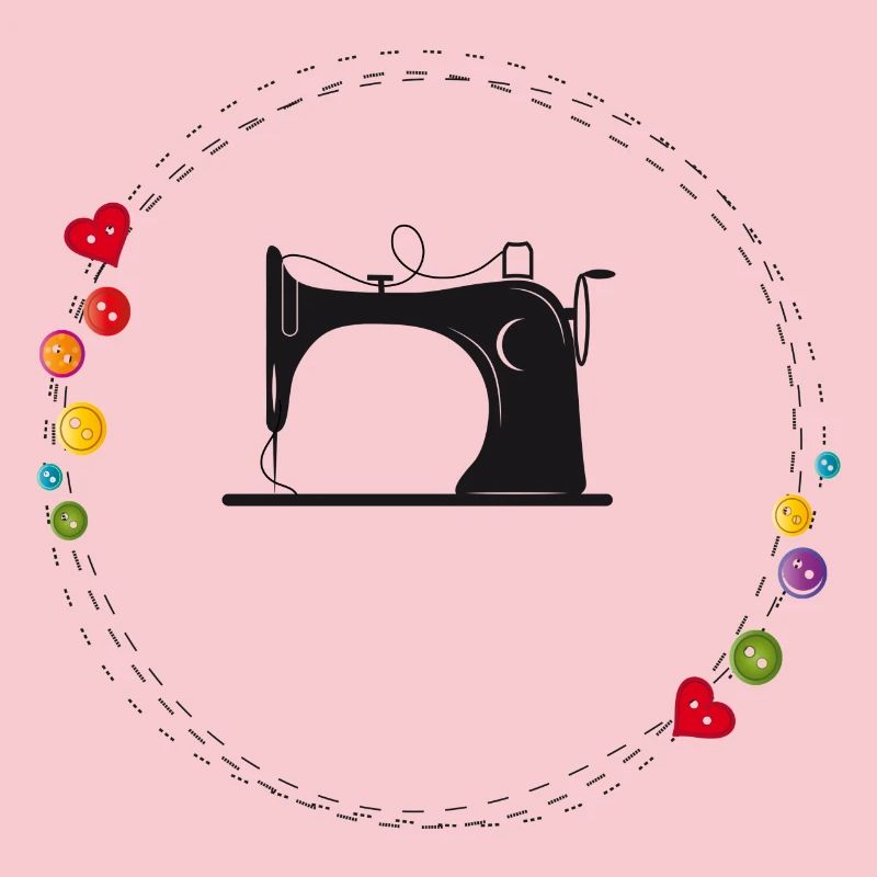 nostalgic stylized sewing machine with buttons