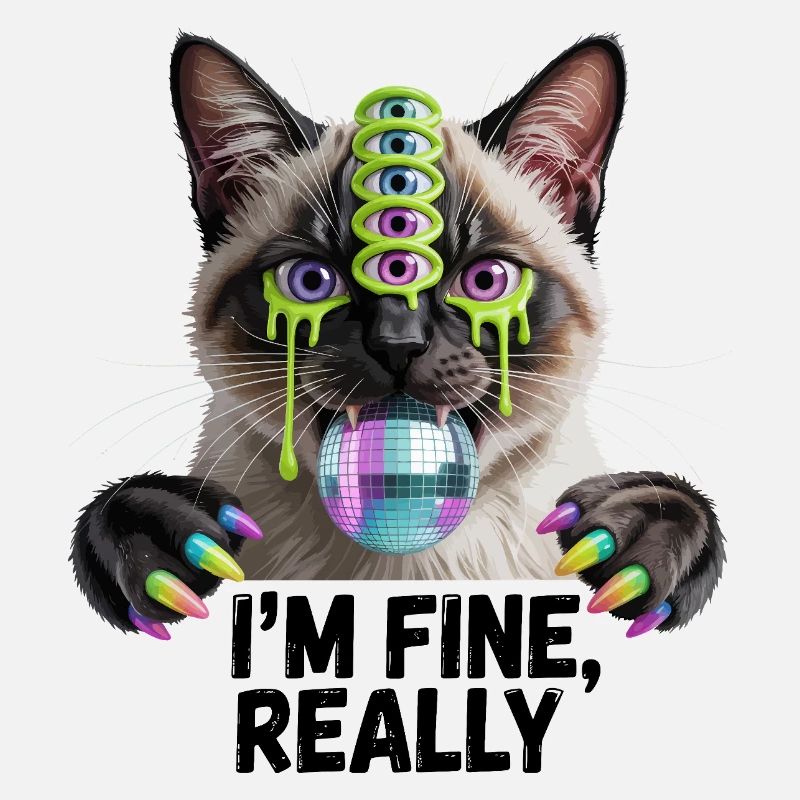 Neon Multi-Eyed Disco Cat