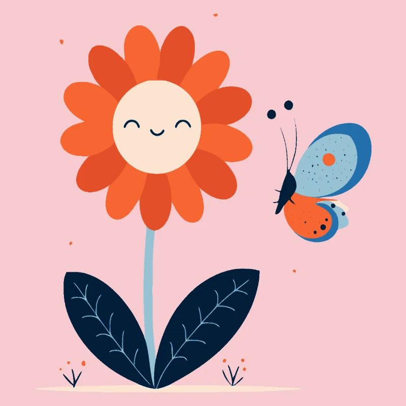 Fleur Rieuse avec Papillon