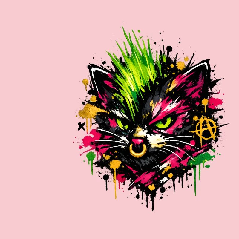 Éclaboussures de graffitis de chat néon