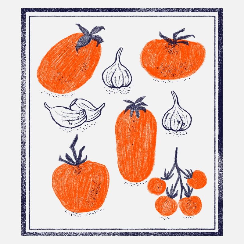 Motif bulbe tomate à l’ail