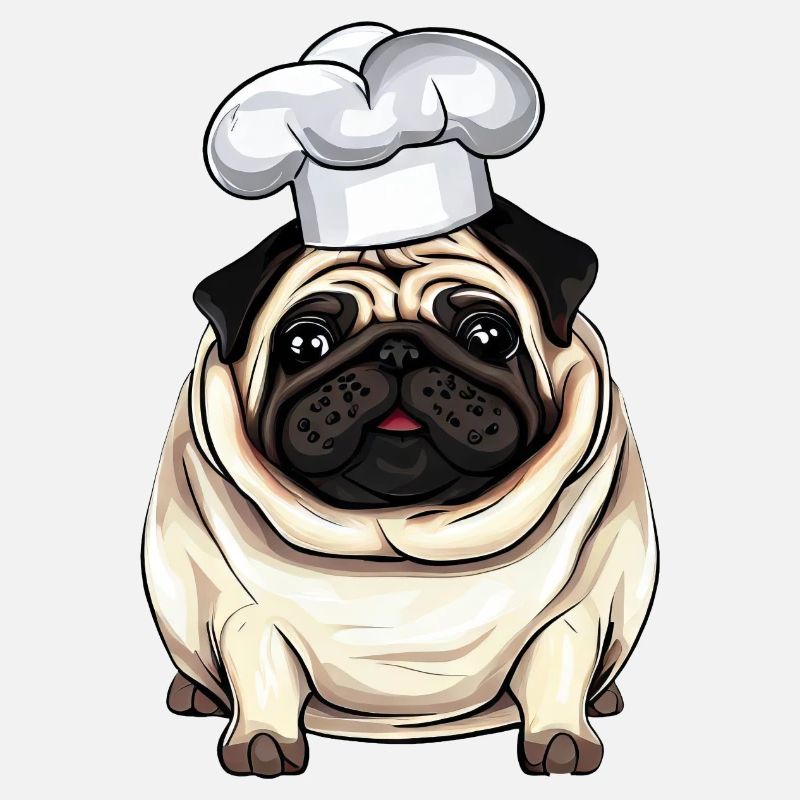 Carlin de cuisine, conception créative de chien
