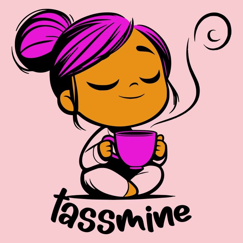 Tassmine enspannt mit einer Tasse Tee oder Kaffee