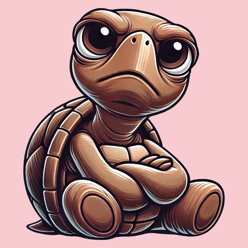 Grumpy cute cartoon turtle funny