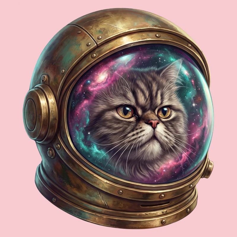 Astronaute chat dans un casque spatial