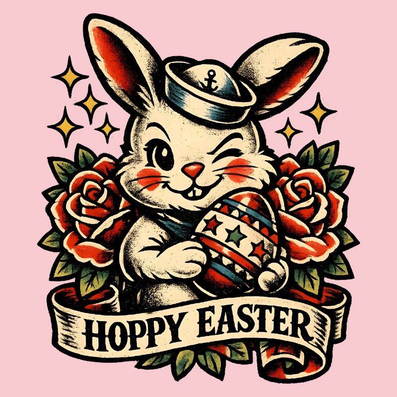Hoppy Easter Easter Bunny with Easter Egg Vintage