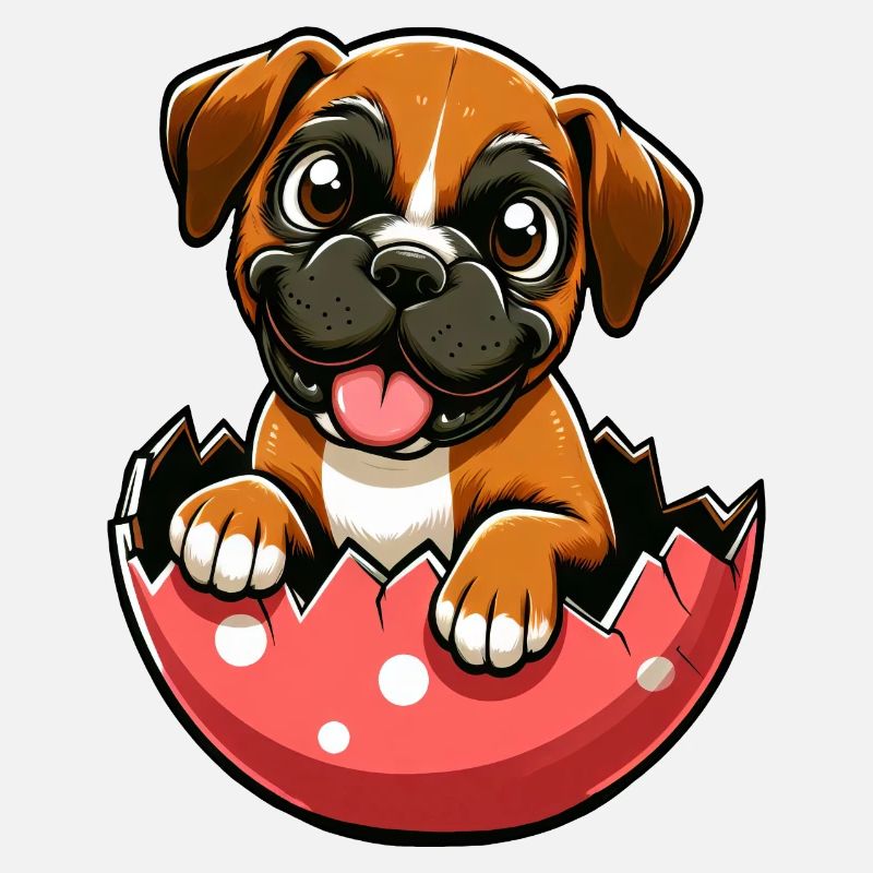 Colorful Boxer Dog Easter Egg Hatch Design
