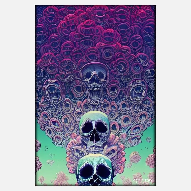 Skull Fleurs Rose Nuage