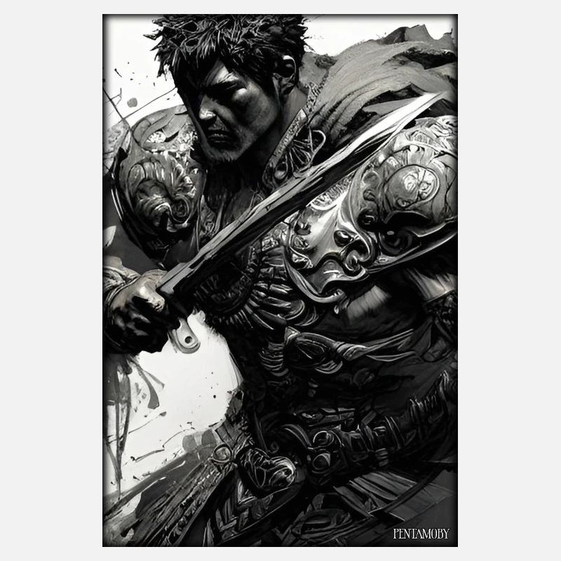 Warrior Sword Vintage Black White 5