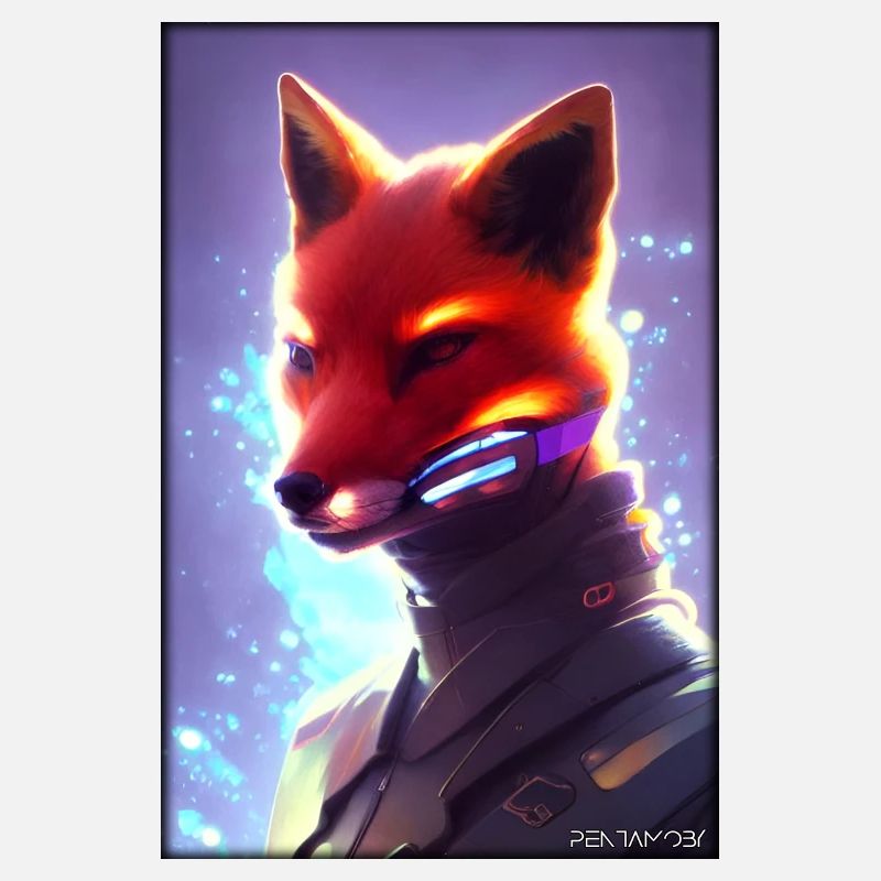 Fox Wildlife Cyber Neon Punk Future Sci-Fi