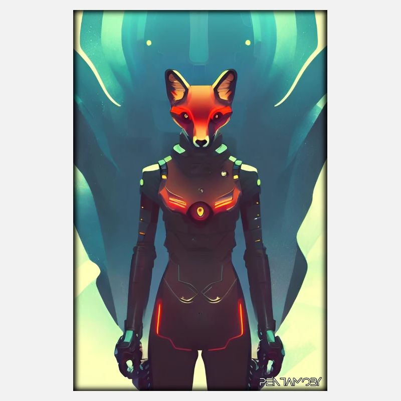Fox Wildlife Cyber Neon Punk Future Sci-Fi