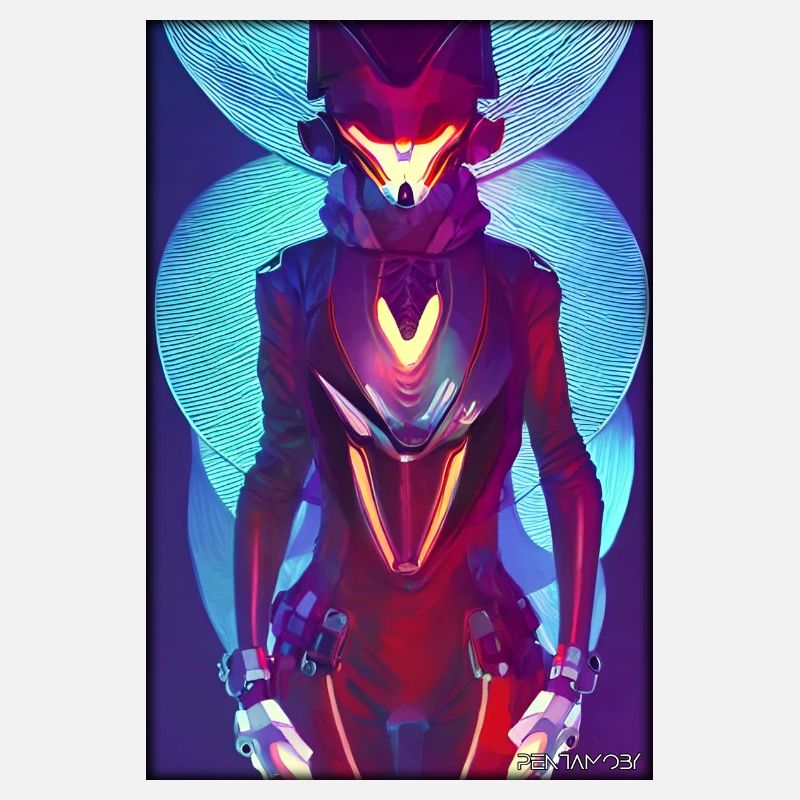 Fox Wildlife Cyber Neon Punk Future Sci-Fi