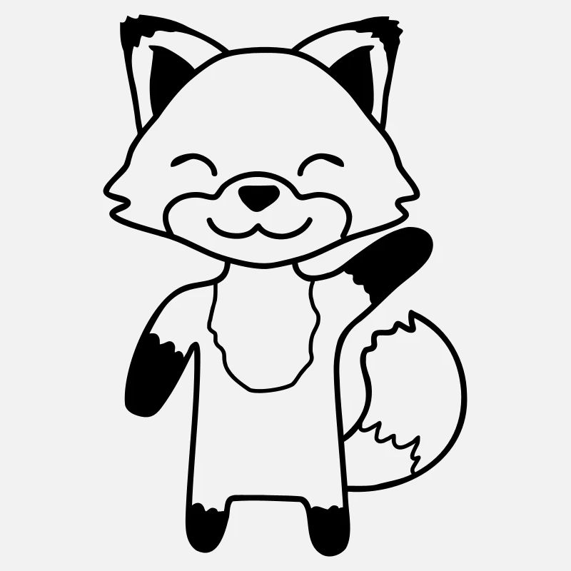 Fox waving friendly hand hello greeting cute