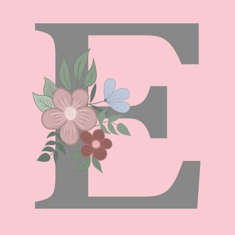 Lettre E avec gris fleur