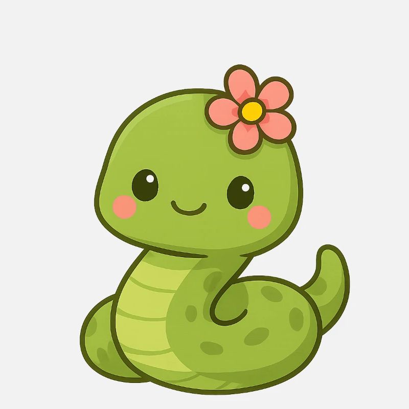 Mignon serpent dame avec fleur