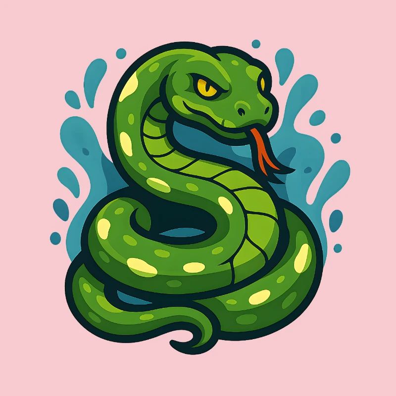 Green Tree Python Snake in Wave