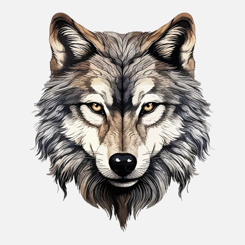 Wolf Wolf Head Predator Forest Nature Wilderness Art