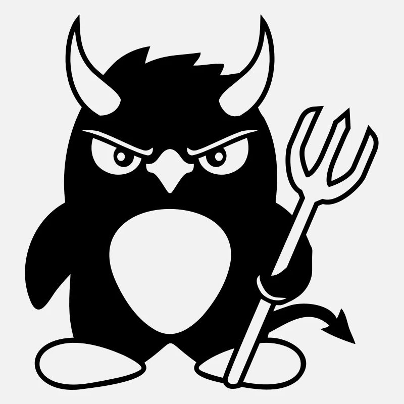 Pingouin Cornes de diable Trident Enfer Mal Satan