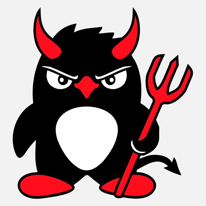 Pingouin Cornes de diable Trident Enfer Mal Satan