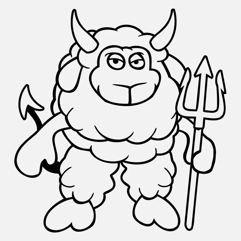 Mouton Diable Satan Enfer Mal Trident Cornes Cool