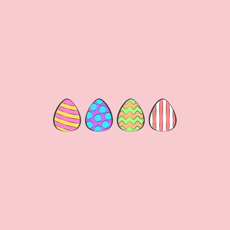 4 colorful Easter eggs