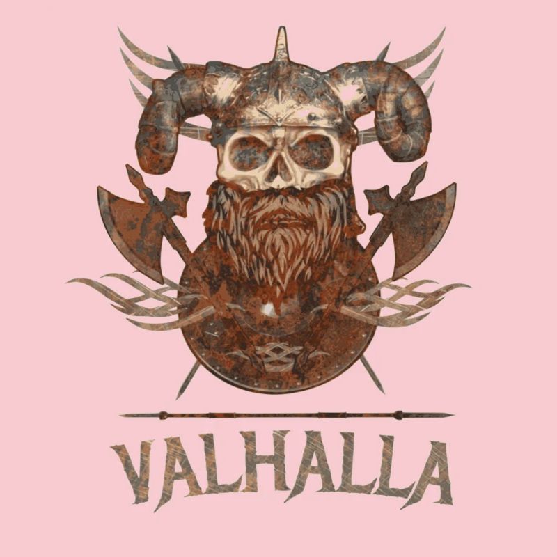 Viking skull with beard axe and shield