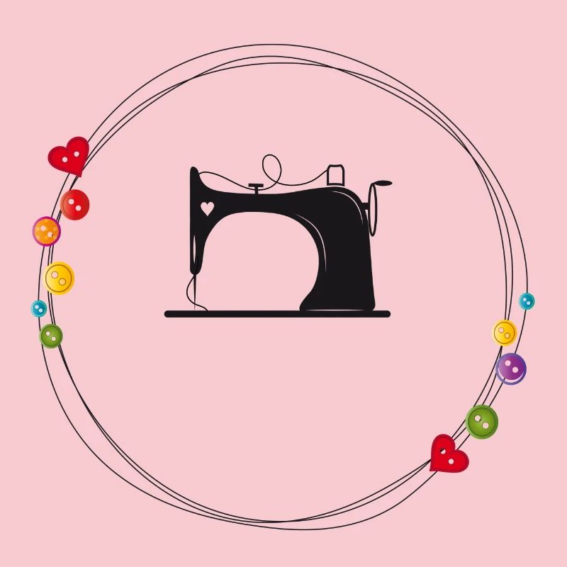 nostalgic stylized sewing machine with buttons
