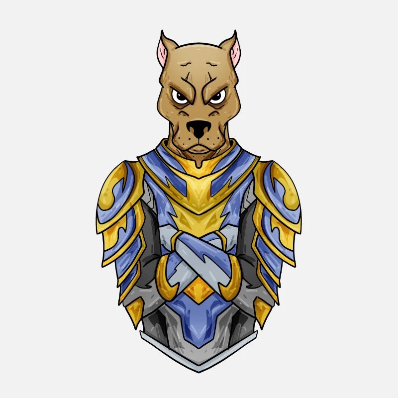 Chien chevalier en armure médiévale