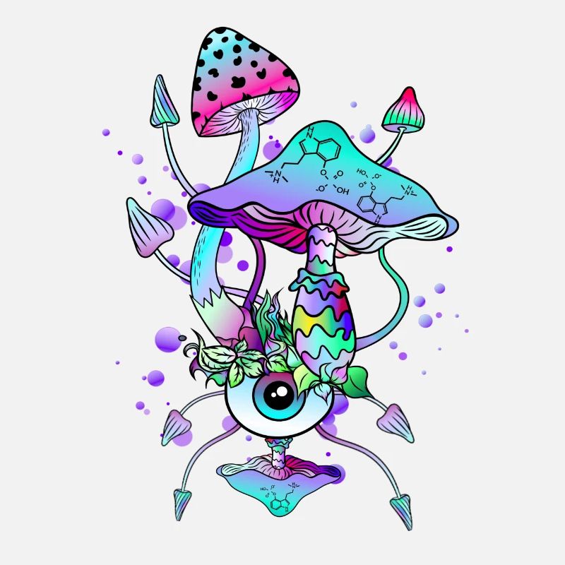 Trippy Neon Psychedelic Mushrooms