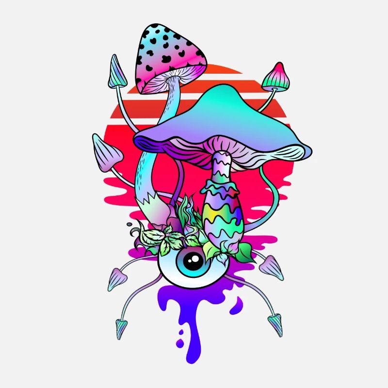 Drôles de champignons hippies trippy avec un œil