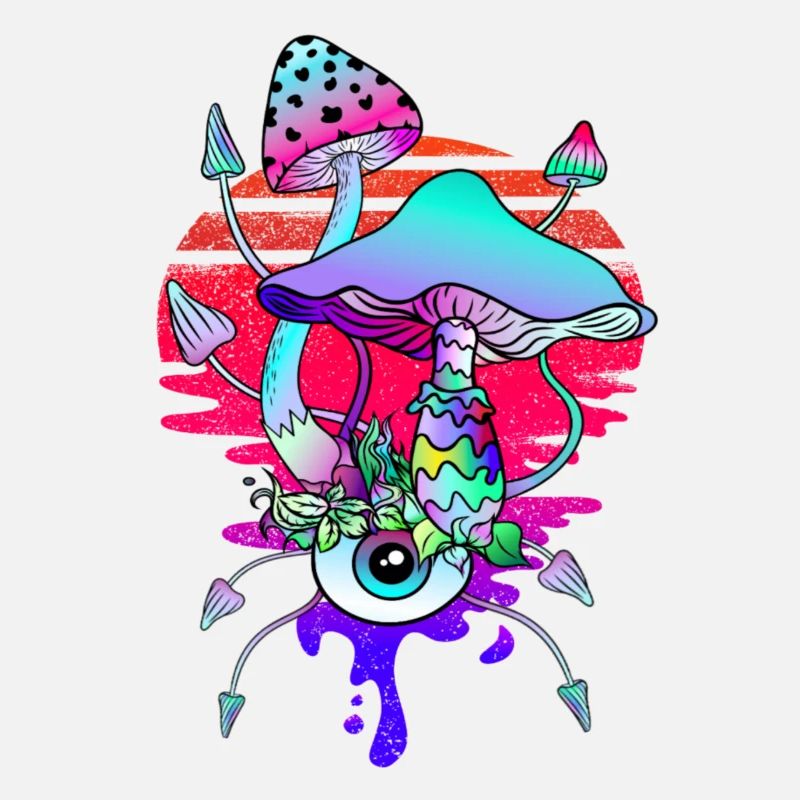 Magic Mushrooms Vaporwave Sunset