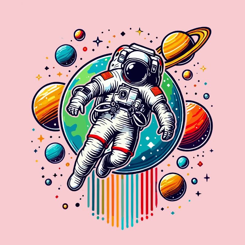 Retro Astronauts Space Planet Design