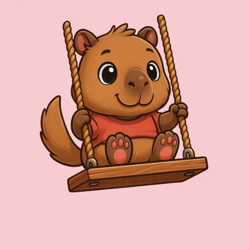 Capybara mignon Capybara balançoire de dessin animé