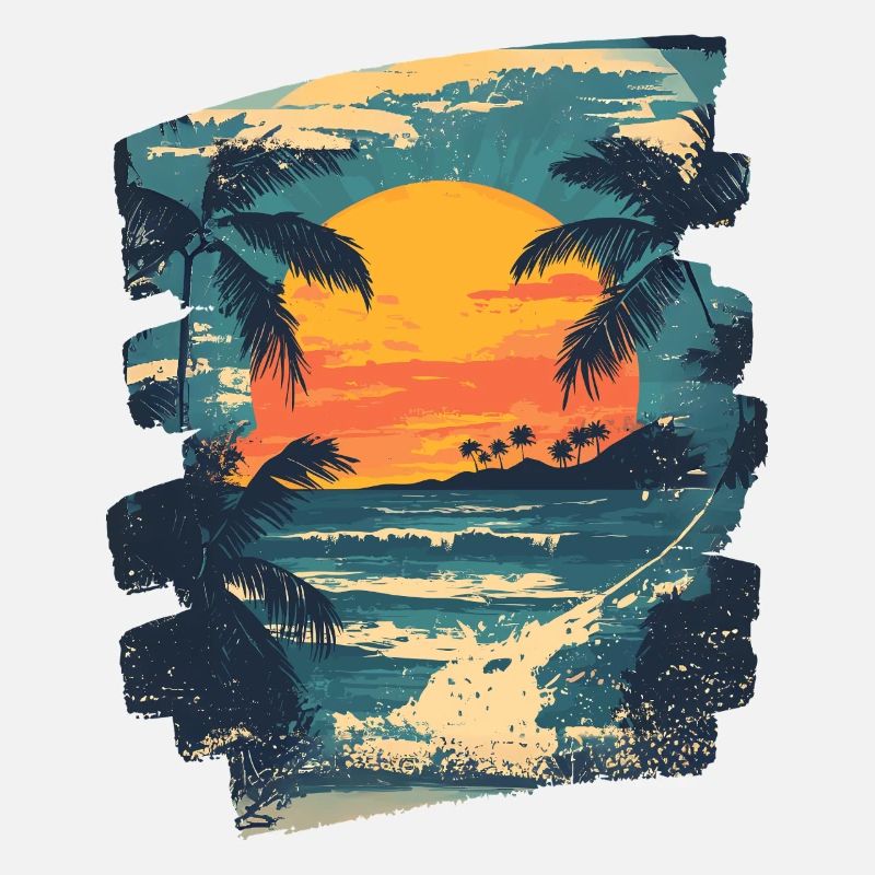 Beach Palm Trees Sunset Summer